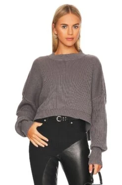 FREE PEOPLE Easy Street Crop Sweater Lead 21 FREE PEOPLE Easy Street Crop Sweater Lead -Fashion Clothing Store FREE WK1064 V1 1