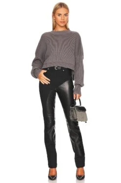 FREE PEOPLE Easy Street Crop Sweater Lead 16 FREE PEOPLE Easy Street Crop Sweater Lead -Fashion Clothing Store FREE WK1064 V4