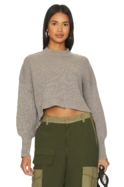 FREE PEOPLE Easy Street Crop Sweater Lead 20 FREE PEOPLE Easy Street Crop Sweater Lead -Fashion Clothing Store FREE WK1101 V1