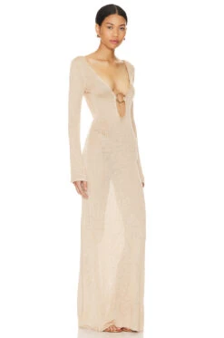 Nyala Maxi Dress Gold Metallic -Fashion Clothing Store FTHE WD34 V3