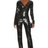GOOD AMERICAN Sequin Jumpsuit Black001 -Fashion Clothing Store GAME WC9 V1