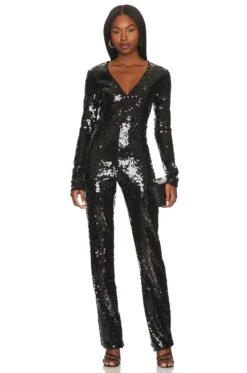 GOOD AMERICAN Sequin Jumpsuit Black001