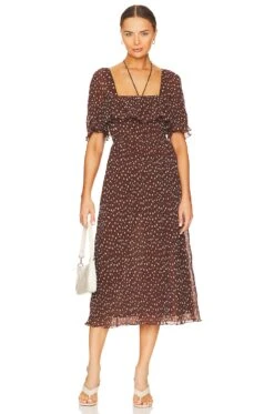 Ganni ROBE SMOCK Rocky Road