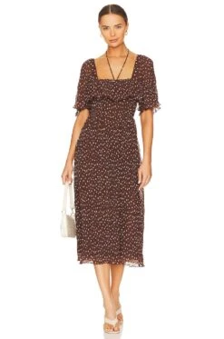 Ganni ROBE SMOCK Rocky Road 9 Ganni ROBE SMOCK Rocky Road -Fashion Clothing Store GANR WD77 V4