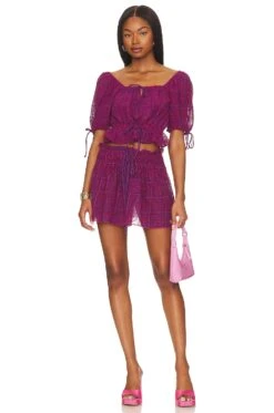 Ganni Broderie Anglaise Mini Skirt Sparkling Grape 9 Ganni Broderie Anglaise Mini Skirt Sparkling Grape -Fashion Clothing Store GANR WQ17 V4