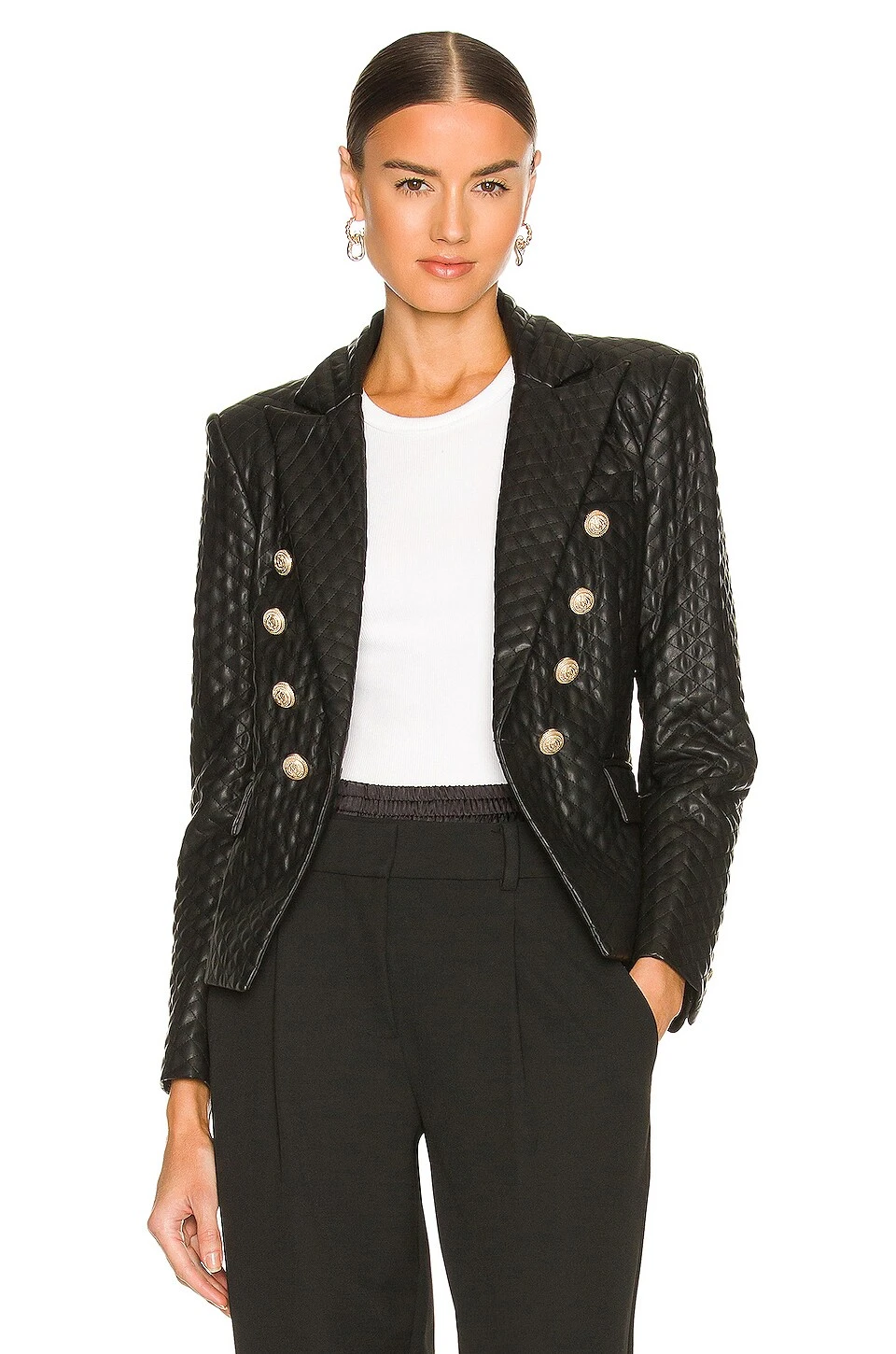 Angie Faux Leather Blazer Black 3 Angie Faux Leather Blazer Black