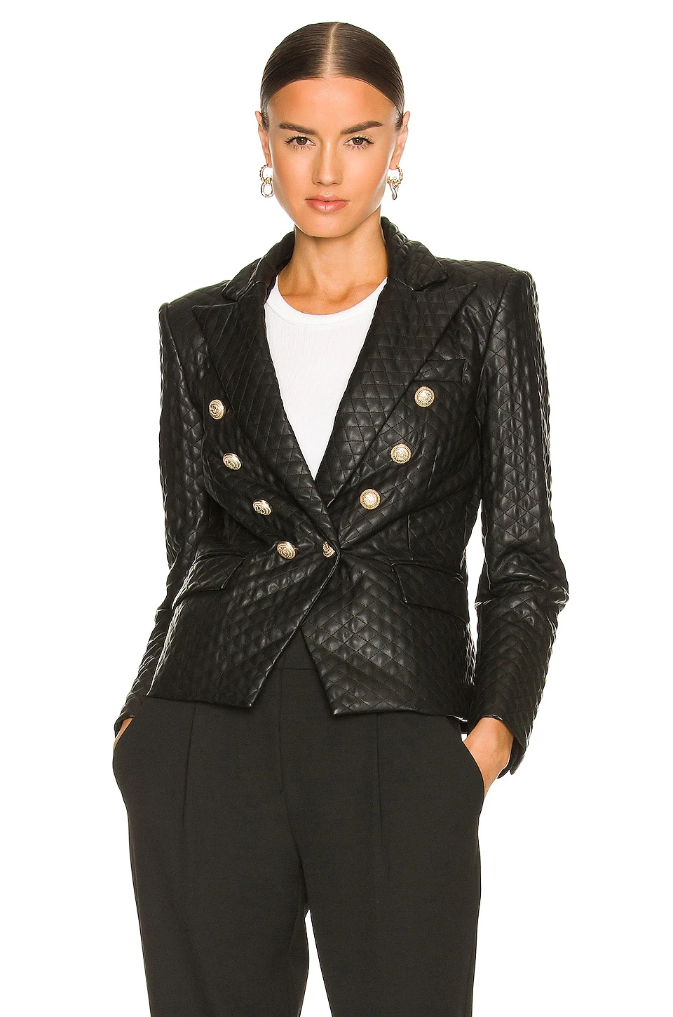 Angie Faux Leather Blazer Black 4 Angie Faux Leather Blazer Black - Image 2