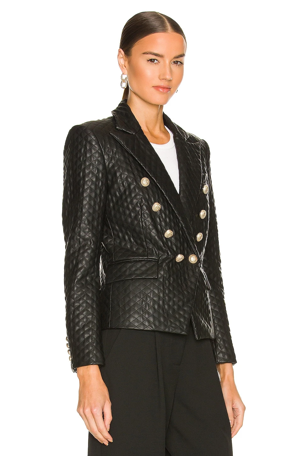 Angie Faux Leather Blazer Black 5 Angie Faux Leather Blazer Black - Image 3