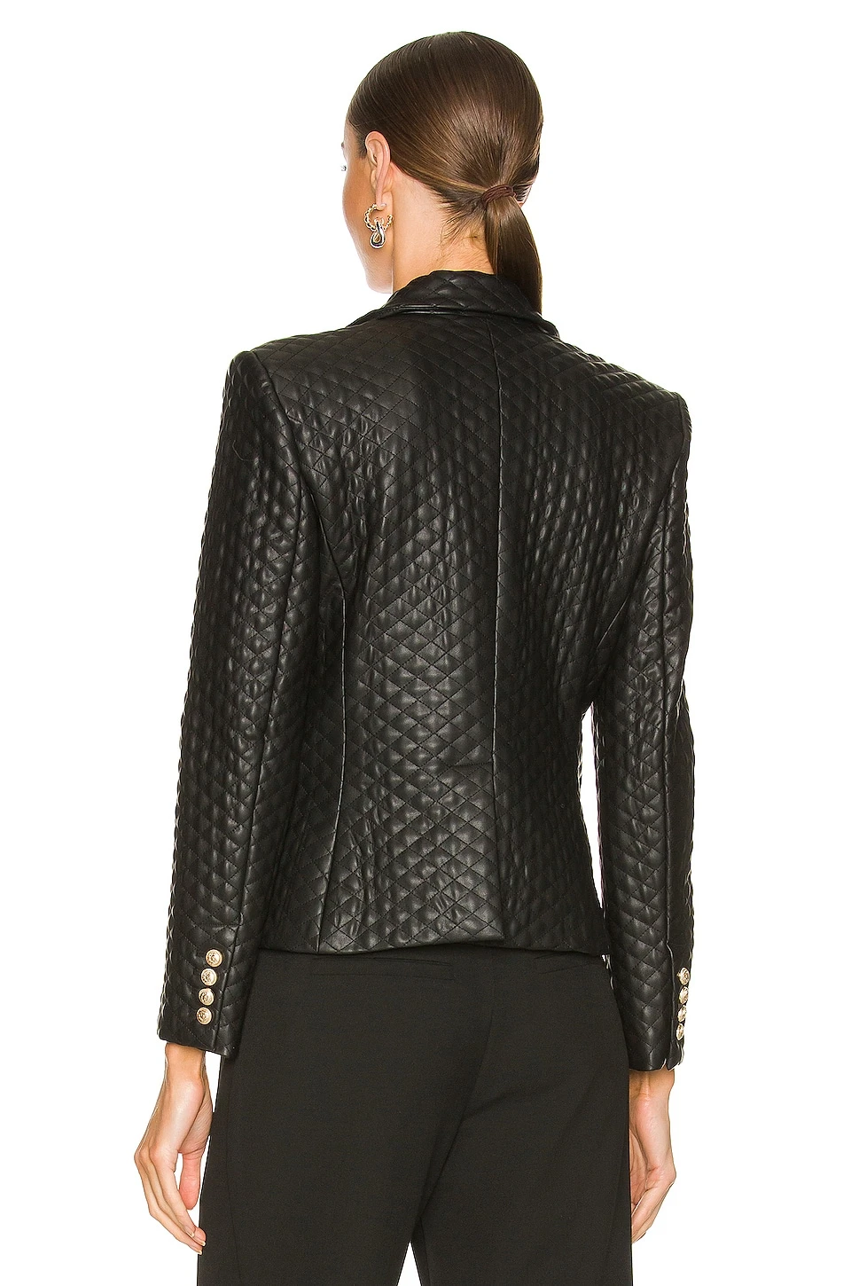 Angie Faux Leather Blazer Black 6 Angie Faux Leather Blazer Black - Image 4