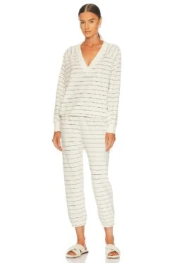 Velour Stadium Sweatpant Ivory Pin Stripe 9 Velour Stadium Sweatpant Ivory Pin Stripe -Fashion Clothing Store GREA WP140 V4