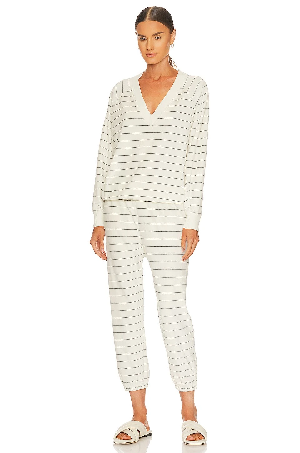 Velour Stadium Sweatpant Ivory Pin Stripe 6 Velour Stadium Sweatpant Ivory Pin Stripe - Image 4