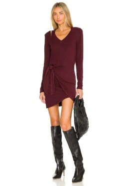 Supersoft Long Sleeve V Dress Merlot -Fashion Clothing Store HARL WD405 V1 1