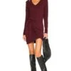 Supersoft Long Sleeve V Dress Merlot 1 Supersoft Long Sleeve V Dress Merlot -Fashion Clothing Store HARL WD405 V1