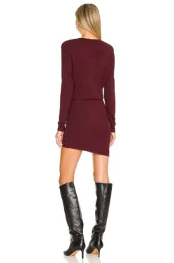 Supersoft Long Sleeve V Dress Merlot -Fashion Clothing Store HARL WD405 V3