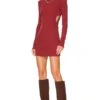 Brushed Rib Mini Dress Rhubarb -Fashion Clothing Store HARL WD432 V1