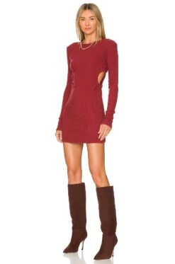 Brushed Rib Mini Dress Rhubarb