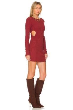 Brushed Rib Mini Dress Rhubarb -Fashion Clothing Store HARL WD432 V3