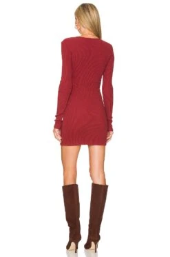 Brushed Rib Mini Dress Rhubarb -Fashion Clothing Store HARL WD432 V4