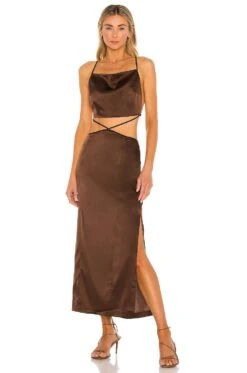X REVOLVE Serpentine Dress Chocolate