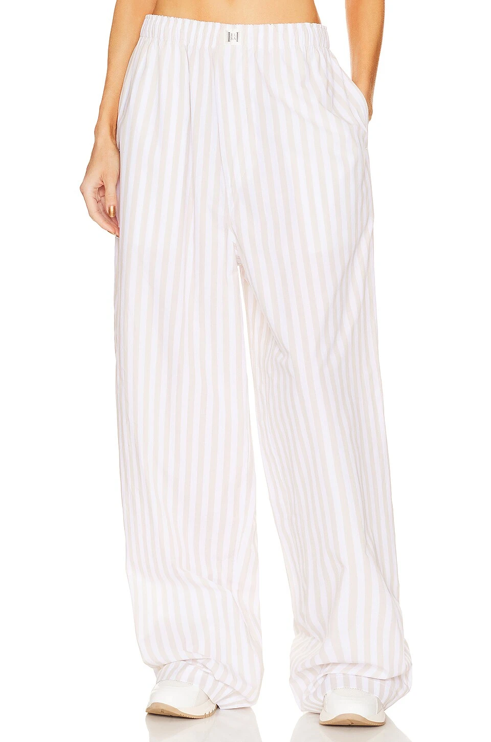 Cotton Poplin Stripe Pajama Pant Beige Stripe 3 Cotton Poplin Stripe Pajama Pant Beige Stripe