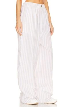 Cotton Poplin Stripe Pajama Pant Beige Stripe 7 Cotton Poplin Stripe Pajama Pant Beige Stripe -Fashion Clothing Store HLSA WP32 V2