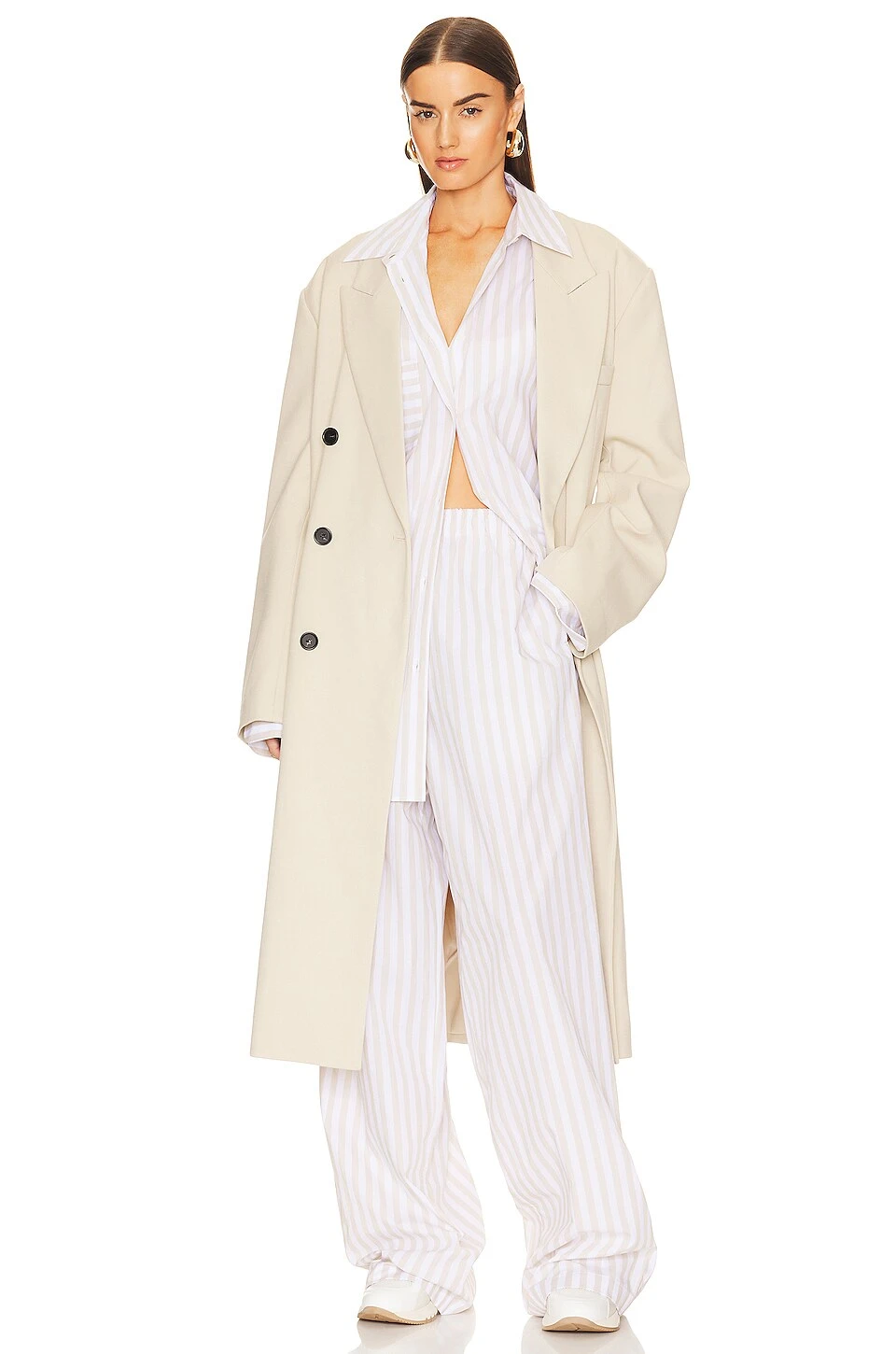 Cotton Poplin Stripe Pajama Pant Beige Stripe 6 Cotton Poplin Stripe Pajama Pant Beige Stripe - Image 4