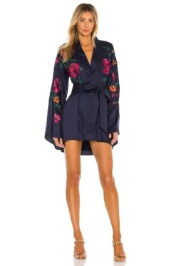 X REVOLVE Mika Kimono Mini Dress Navy