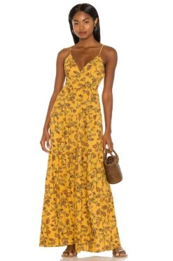 X REVOLVE Toleda Maxi Dress Yellow Vine Floral