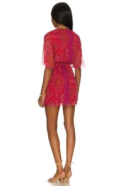 X REVOLVE Gashi Mini Dress Red & Pink Multi -Fashion Clothing Store HOOF WD886 V3