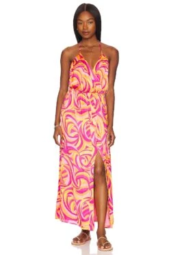 X REVOLVE Mareena Dress Pink Swirl Print