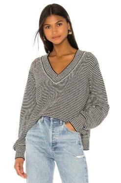 X REVOLVE Shaun Sweater Black & White Stripe -Fashion Clothing Store HOOF WK106 V1 1