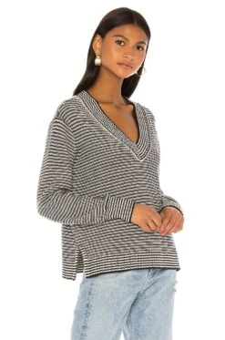 X REVOLVE Shaun Sweater Black & White Stripe -Fashion Clothing Store HOOF WK106 V2
