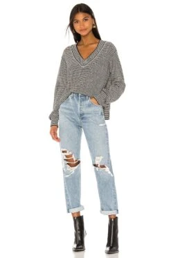 X REVOLVE Shaun Sweater Black & White Stripe -Fashion Clothing Store HOOF WK106 V4