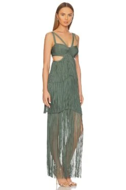 HERVE LEGER Strappy Tiered Fringe Gown Willow -Fashion Clothing Store HVLG WD1 V2