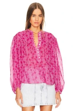 Isabel Marant Etoile Salika Blouse Fuchsia -Fashion Clothing Store ISAR WS100 V2