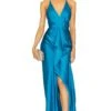 Giana Draped Gown Phthalo Blue -Fashion Clothing Store JSKI WD267 V1