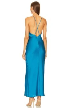 Giana Draped Gown Phthalo Blue -Fashion Clothing Store JSKI WD267 V3