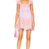 Baby Doll Dress In Pale Pink & Neon Orange