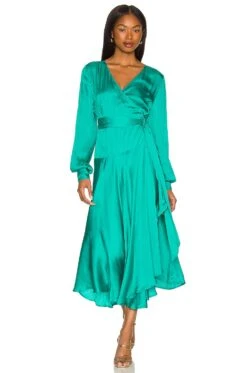 Noelle Wrap Dress Emerald 9 Noelle Wrap Dress Emerald -Fashion Clothing Store KARI WD514 V4