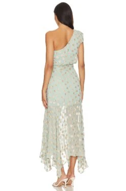 X REVOLVE Letizia Metallic Midi Dress Tiffany Blue -Fashion Clothing Store KARI WD587 V3