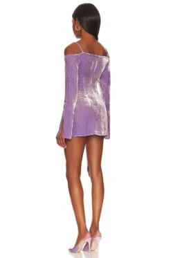 Off Shoulder Velvet Mini Dress Lilac -Fashion Clothing Store KIMR WD45 V3