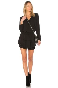 Smocked Surplice Dress Black -Fashion Clothing Store KISA WD300 V1 1