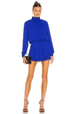 Turtleneck Ruffle Skirt Dress Azurite