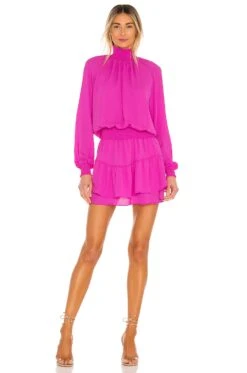 Turtleneck Ruffle Skirt Dress Azurite -Fashion Clothing Store KISA WD385 V1