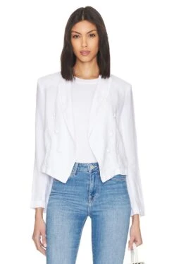 Wayne Crop Double Breasted Jacket Blanc