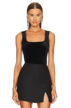 Molly Square Neck Bodysuit Black