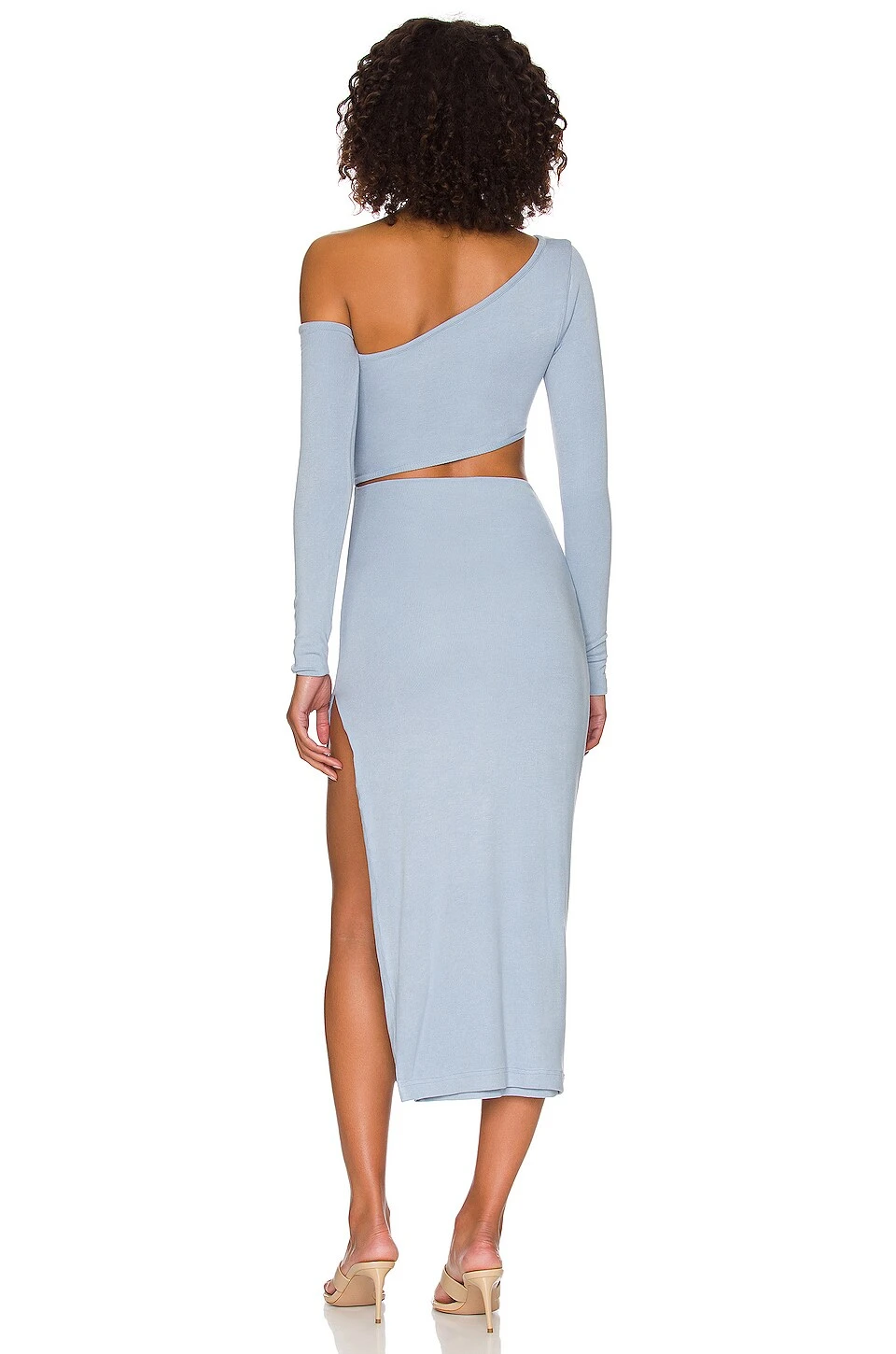 Slanted Off Shoulder Dress Baby Blue 5 Slanted Off Shoulder Dress Baby Blue - Image 3