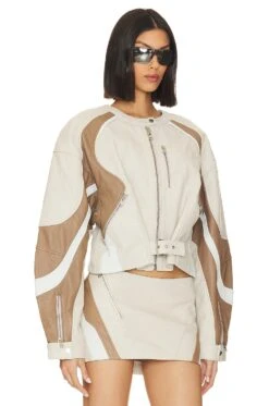 Dustin Moto Jacket Bone, Winter White, & Mocha -Fashion Clothing Store LARX WO195 V3