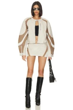 Dustin Moto Jacket Bone, Winter White, & Mocha -Fashion Clothing Store LARX WO195 V5