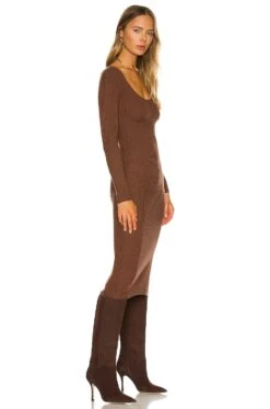 Nessa Sweater Dress Chocolate 9 Nessa Sweater Dress Chocolate -Fashion Clothing Store LCDE WD551 V2